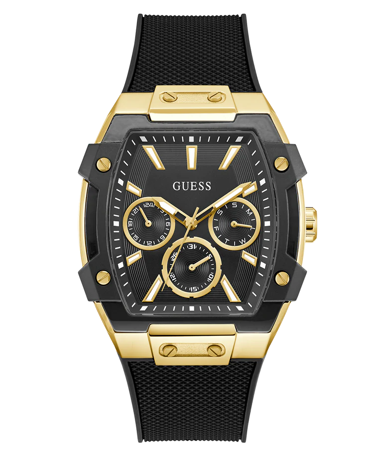 GUESS Mens Black Gold Tone Multi-function Watch GW0956G2