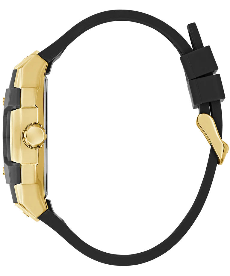 GUESS Mens Black Gold Tone Multi-function Watch GW0956G2