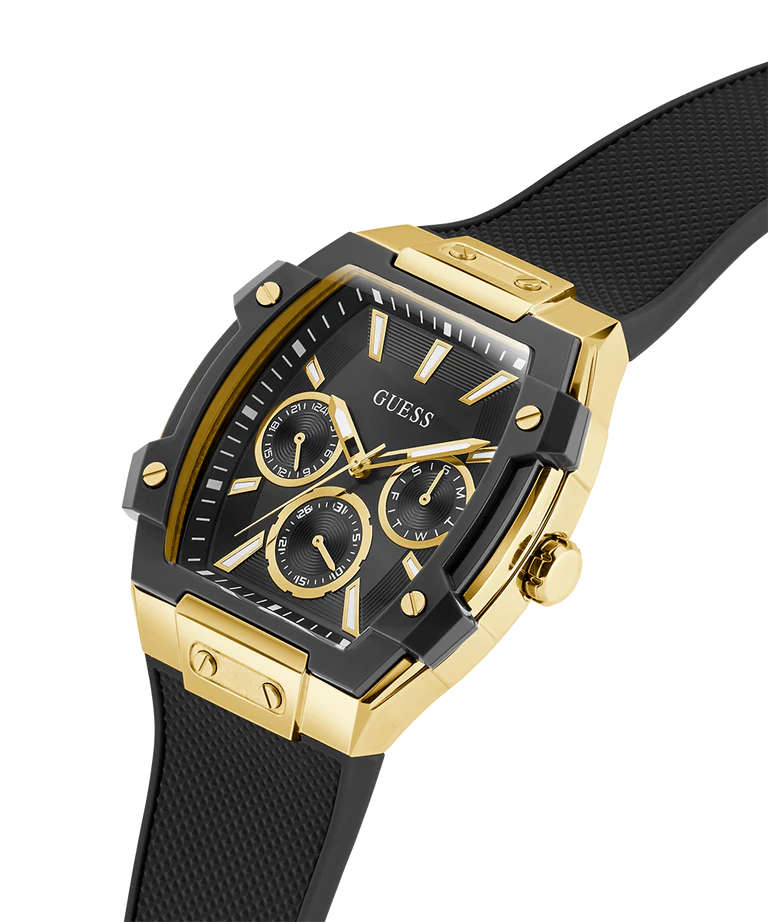 GUESS Mens Black Gold Tone Multi-function Watch GW0956G2