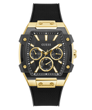 GUESS Mens Black Gold Tone Multi-function Watch GW0956G2