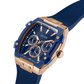 GUESS Mens Blue Rose Gold Tone Multi-function Watch GW0956G4