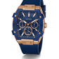 GUESS Mens Blue Rose Gold Tone Multi-function Watch GW0956G4