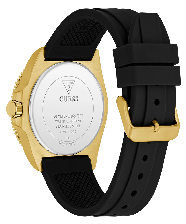 GUESS Mens Black Gold Tone Analog Watch - GW0969G2