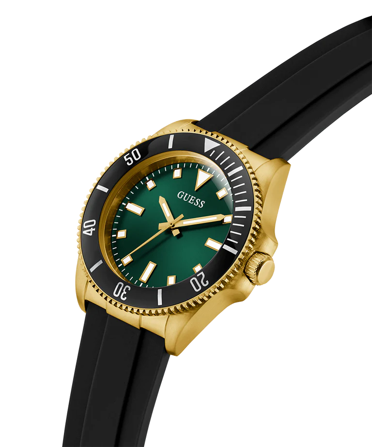 GUESS Mens Black Gold Tone Analog Watch - GW0969G2