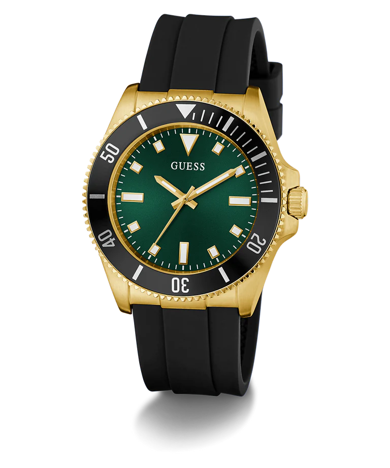 GUESS Mens Black Gold Tone Analog Watch - GW0969G2