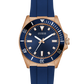 GUESS Mens Blue Rose Gold Tone Analog Watch GW0969G3