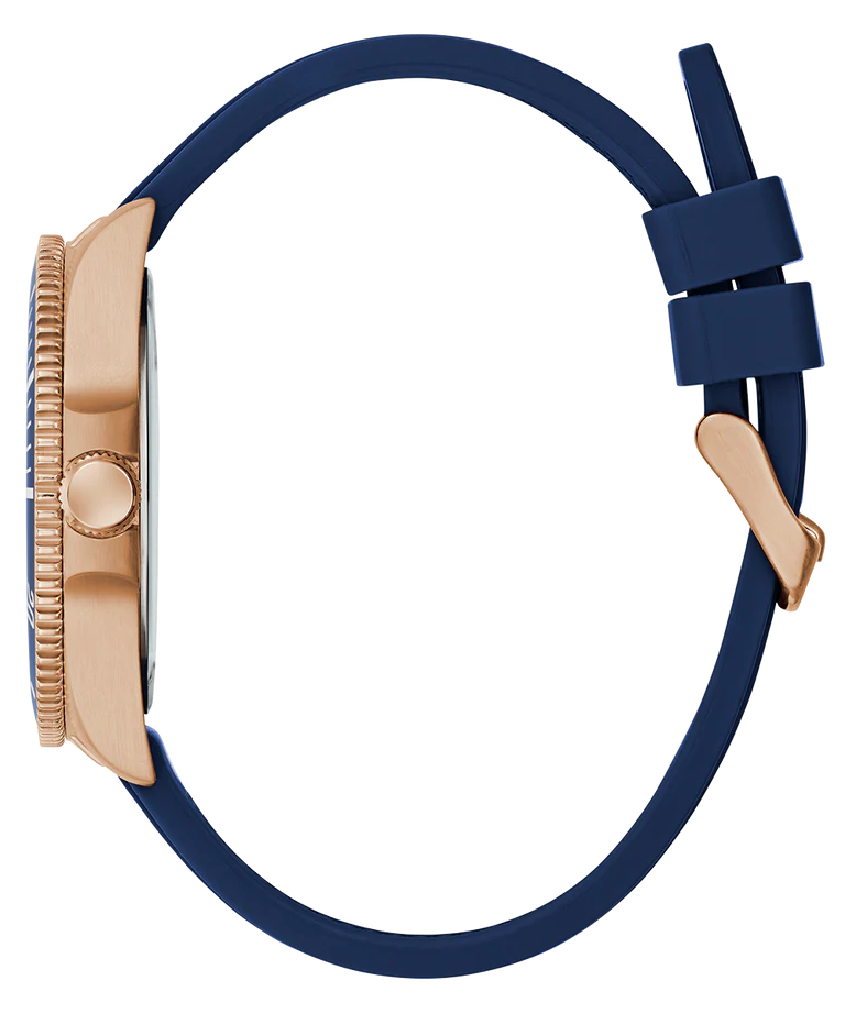 GUESS Mens Blue Rose Gold Tone Analog Watch GW0969G3