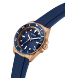 GUESS Mens Blue Rose Gold Tone Analog Watch GW0969G3