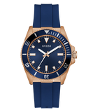 GUESS Mens Blue Rose Gold Tone Analog Watch GW0969G3