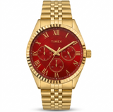 Timex Men's Multifunction Red Dial Gold-Tone Watch – TWEG33305