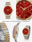 Timex Men's Multifunction Red Dial Gold-Tone Two-Tone Watch – TWEG33306