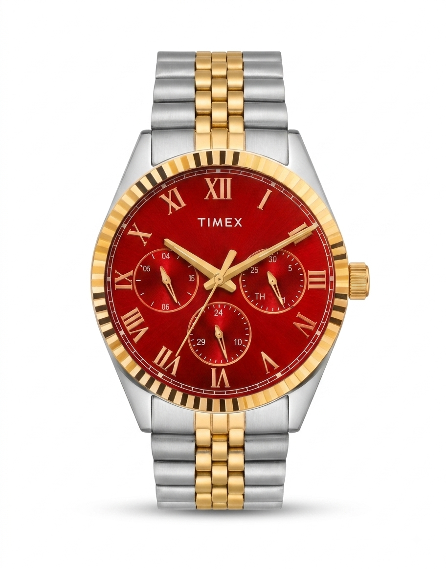 Timex Men's Multifunction Red Dial Gold-Tone Two-Tone Watch – TWEG33306