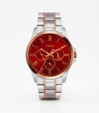 Timex Men's Multifunction Red Dial Rose Gold-Tone Two-Tone Watch – TW000X146