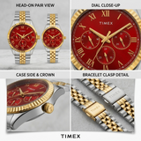 Timex Couple Multifunction Red Dial Gold-Tone Two-Tone Watch Set – TW00PR365