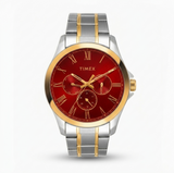 Timex Men's Multifunction Red Dial Gold-Tone Two-Tone Watch – TW000X145