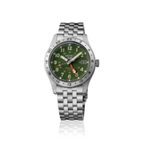 Seiko 5 GMT Men Automatic Green Dial Analog Stainless Steel Watch HDB001K1