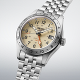 Seiko 55 GMT Men Automatic Cream Dial Analog Stainless Steel Watch HDB002K1