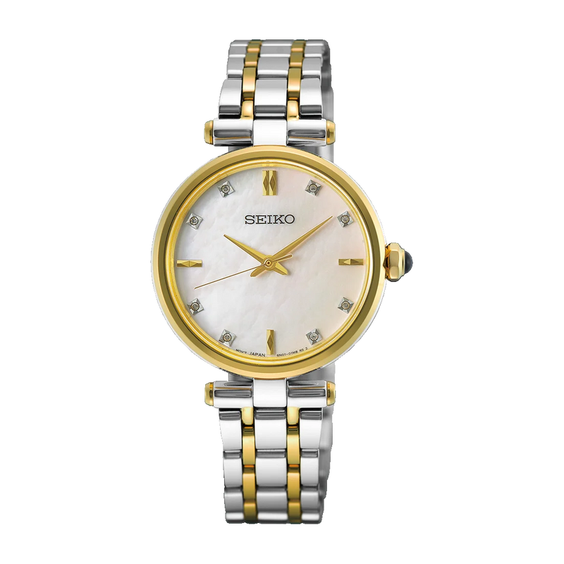 Seiko Ladies Two-tone Watch with Mother of Pearl Dial and Diamonds - HGH007P1