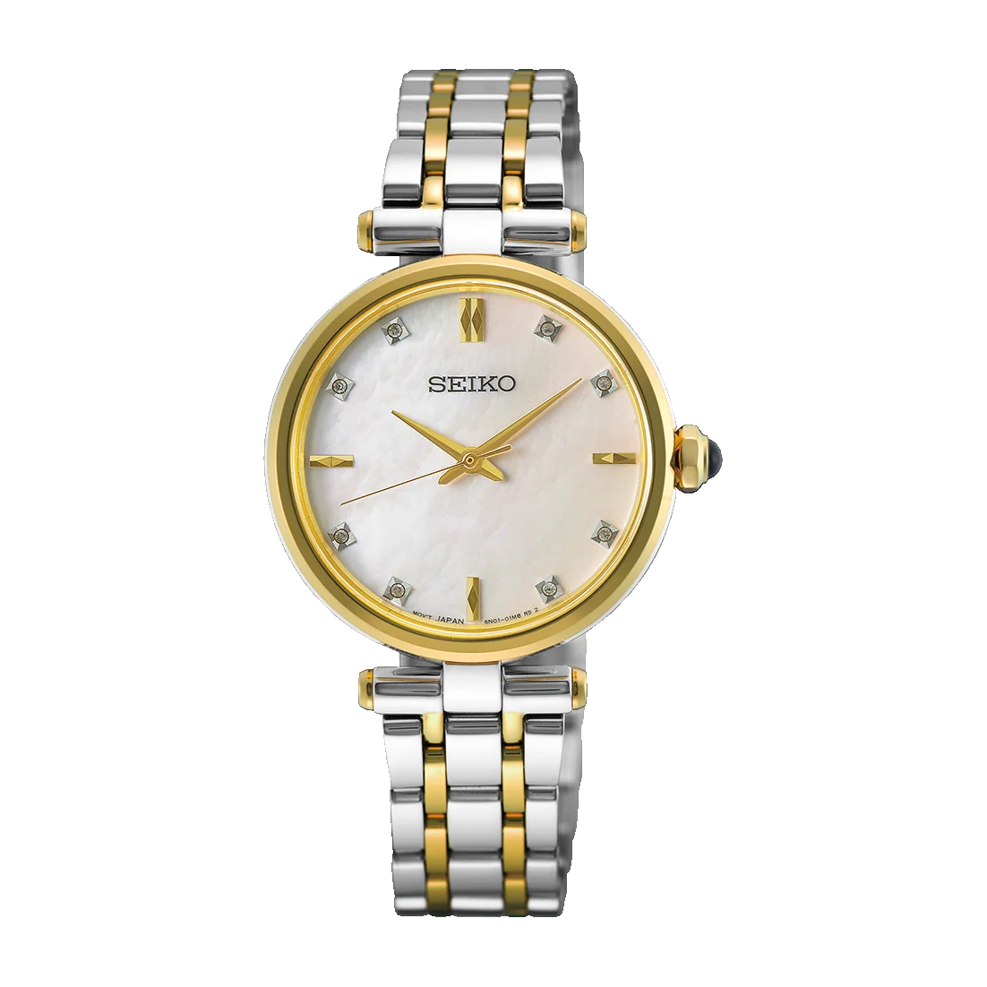 Seiko Ladies Two-tone Watch with Mother of Pearl Dial and Diamonds - HGH007P1