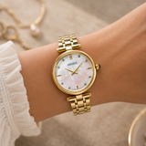 Seiko Ladies Gold-tone Watch with Mother of Pearl Dial and Diamonds - HGH008P1