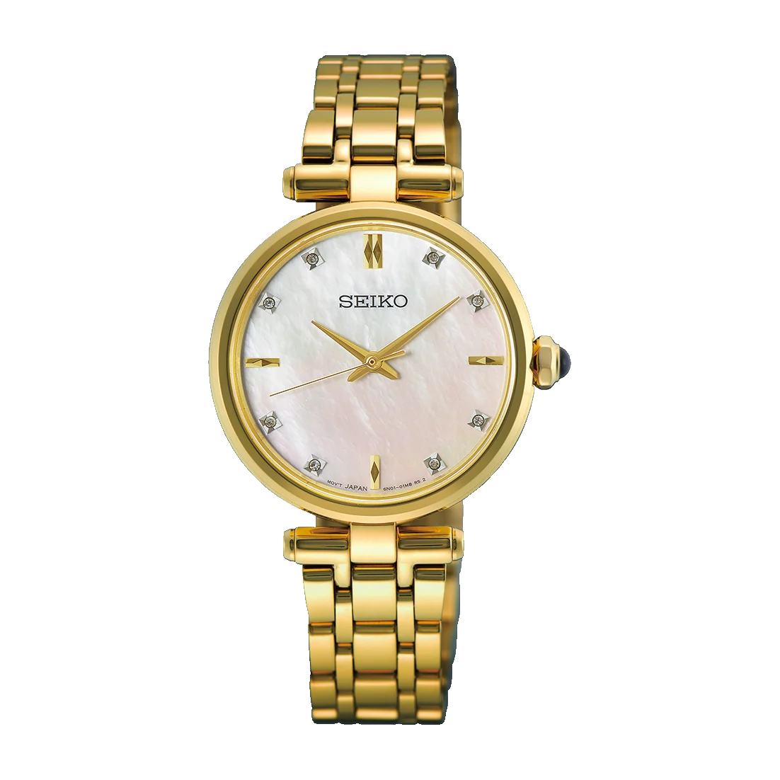 Seiko Ladies Gold-tone Watch with Mother of Pearl Dial and Diamonds - HGH008P1