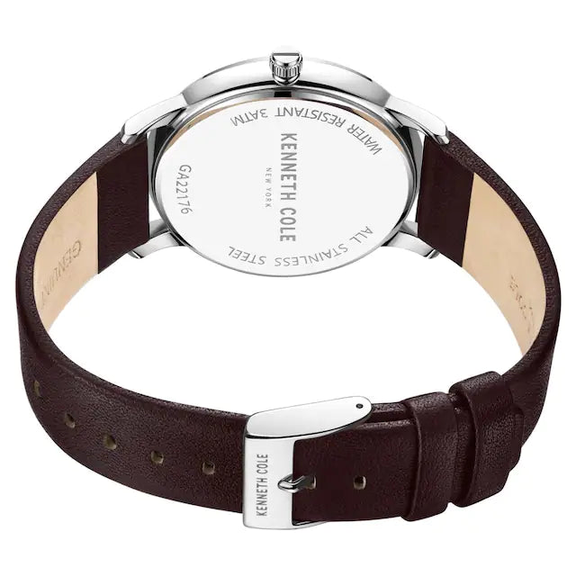 Kenneth Cole Green Dial Brown Leather Strap Watch KCWGA2217604MN - KRISHNA WATCH COMPANY