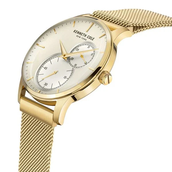 Kenneth Cole Quartz Analog Champagne Dial Stainless Steel Strap Watch for Men nekcwgk2125202mn - KRISHNA WATCH COMPANY