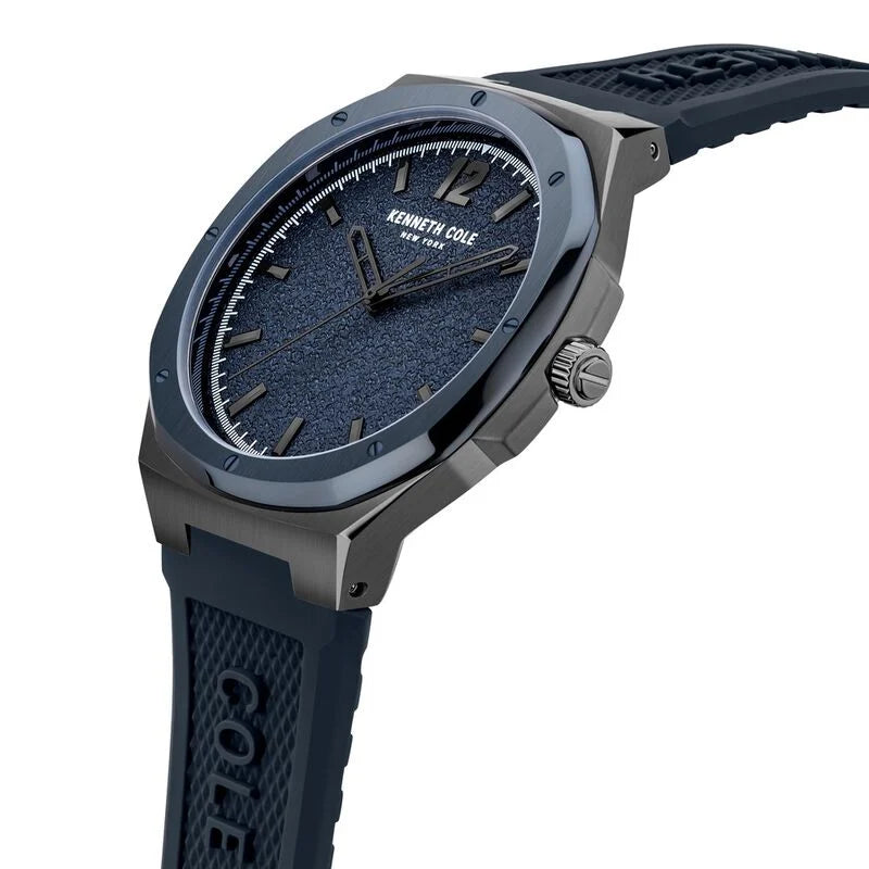Kenneth Cole Quartz Analog Blue Dial Silicone Strap Watch for Men KCWGM2125002MN - KRISHNA WATCH COMPANY