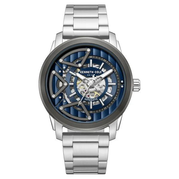 Kenneth Cole Automatic Blue Dial Silver Colour Watch For Men - KCWGY0064903MN - KRISHNA WATCH COMPANY