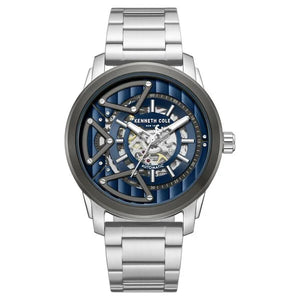 Kenneth Cole Automatic Blue Dial Silver Colour Watch For Men - KCWGY0064903MN - KRISHNA WATCH COMPANY