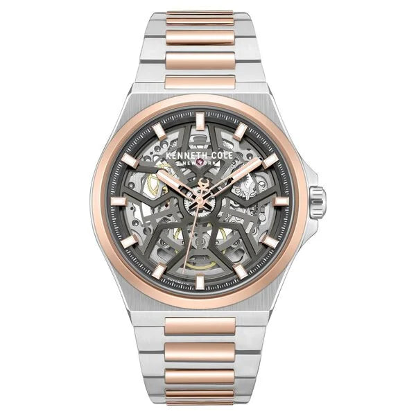 Kenneth Cole Automatic Grey Dial Two Toned Watch For Men - KCWGY0065302MN - KRISHNA WATCH COMPANY