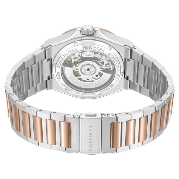 Kenneth Cole Automatic Grey Dial Two Toned Watch For Men - KCWGY0065302MN - KRISHNA WATCH COMPANY