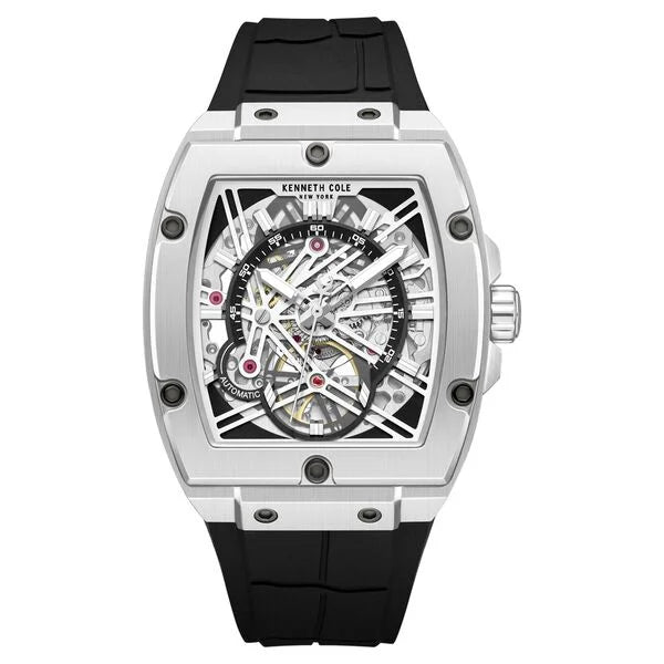 Kenneth Cole Automatic Silver Dial Black Colour Silicone Strap Watch For Men kcwgz0067803mn