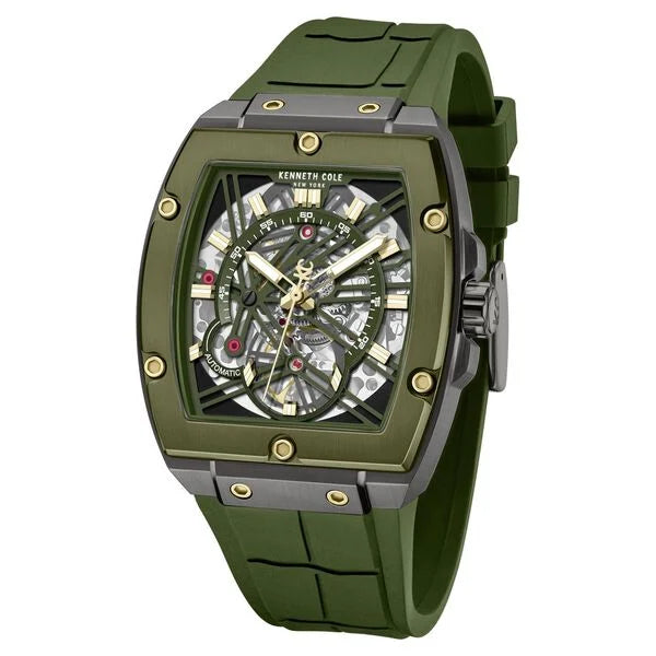 Kenneth Cole Automatic Green Dial Green Colour Silicone Strap Watch For Men kcwgz0067804mn - KRISHNA WATCH COMPANY