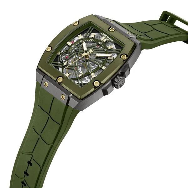 Kenneth Cole Automatic Green Dial Green Colour Silicone Strap Watch For Men kcwgz0067804mn - KRISHNA WATCH COMPANY