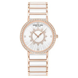 Kenneth Cole Quartz Analog White Dial White Stainless Steel & Ceramic Strap Watch For Women ntkcwlg0062601ld