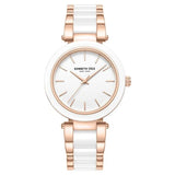 Kenneth Cole Quartz Analog White Dial White Stainless Steel & Ceramic Strap Watch For Women kcwlg0062702ld
