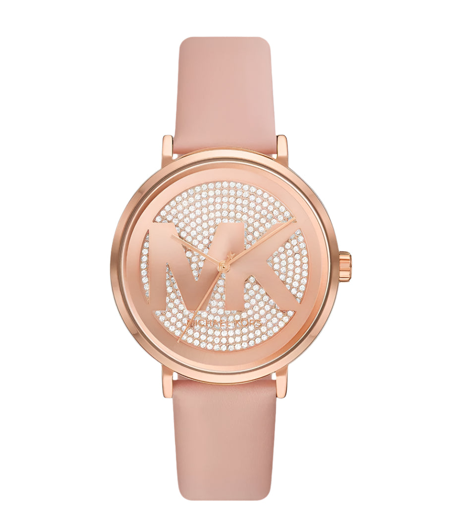 Michael Kors Women Quartz Rose Gold Dial Analog Leather Watch MK2957