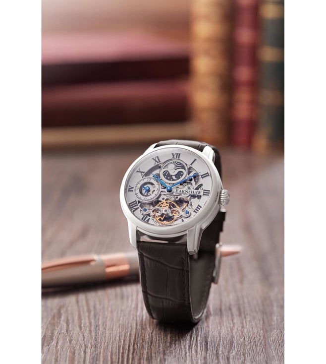 EARNSHAW Longitude Automatic Skeleton Dual Time Multifunction Watch for Men ES-8006-01