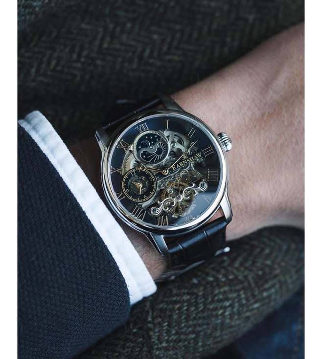 EARNSHAW Longitude Automatic Skeleton Dual Time Multifunction Watch for Men ES-8006-04