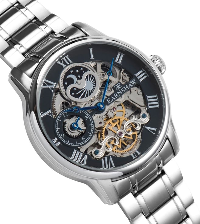 EARNSHAW Longitude Automatic Skeleton Dual Time Multifunction Watch for Men ES-8006-11