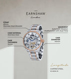 EARNSHAW Longitude Automatic Skeleton Dual Time Multifunction Watch for Men ES-8006-33 - KRISHNA WATCH COMPANY
