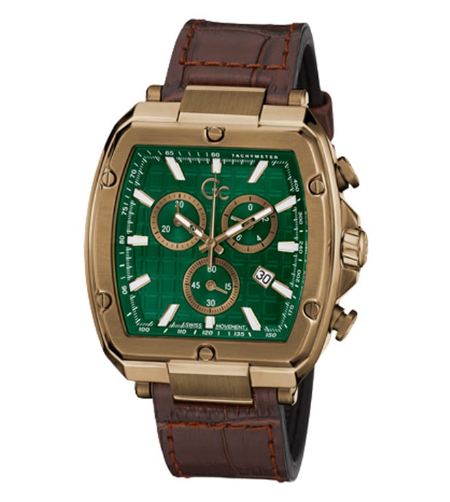 Gc Spirit Tonneau Green Round Dial Analog Men Watch Y83002G5MF