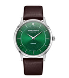 Kenneth Cole Green Dial Brown Leather Strap Watch KCWGA2217604MN - KRISHNA WATCH COMPANY
