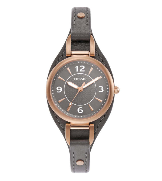 Carlie Three-Hand Black Eco Leather Watch ES5212
