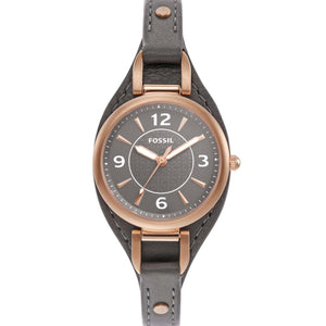 Carlie Three-Hand Black Eco Leather Watch ES5212 - KRISHNA WATCH COMPANY