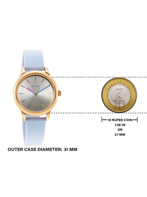 Sonata Splash Silver Dial Women Watch With Plastic Strap 8178wp01