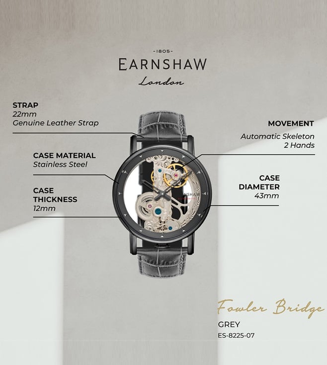EARNSHAW Fowler Bridge Automatic Watch for Men ES-8225-07 - KRISHNA WATCH COMPANY