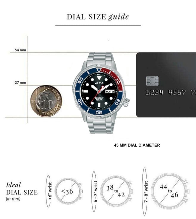 ALBA Mechanical Black Men 43mm Watch Automatic AL4247X1 - KRISHNA WATCH COMPANY