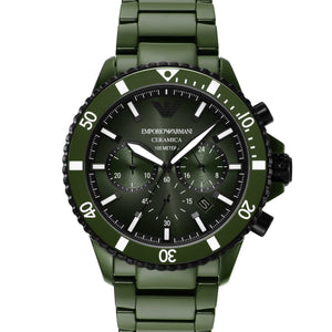 Emporio Armani Chronograph Green Ceramic Watch AR70011 - KRISHNA WATCH COMPANY